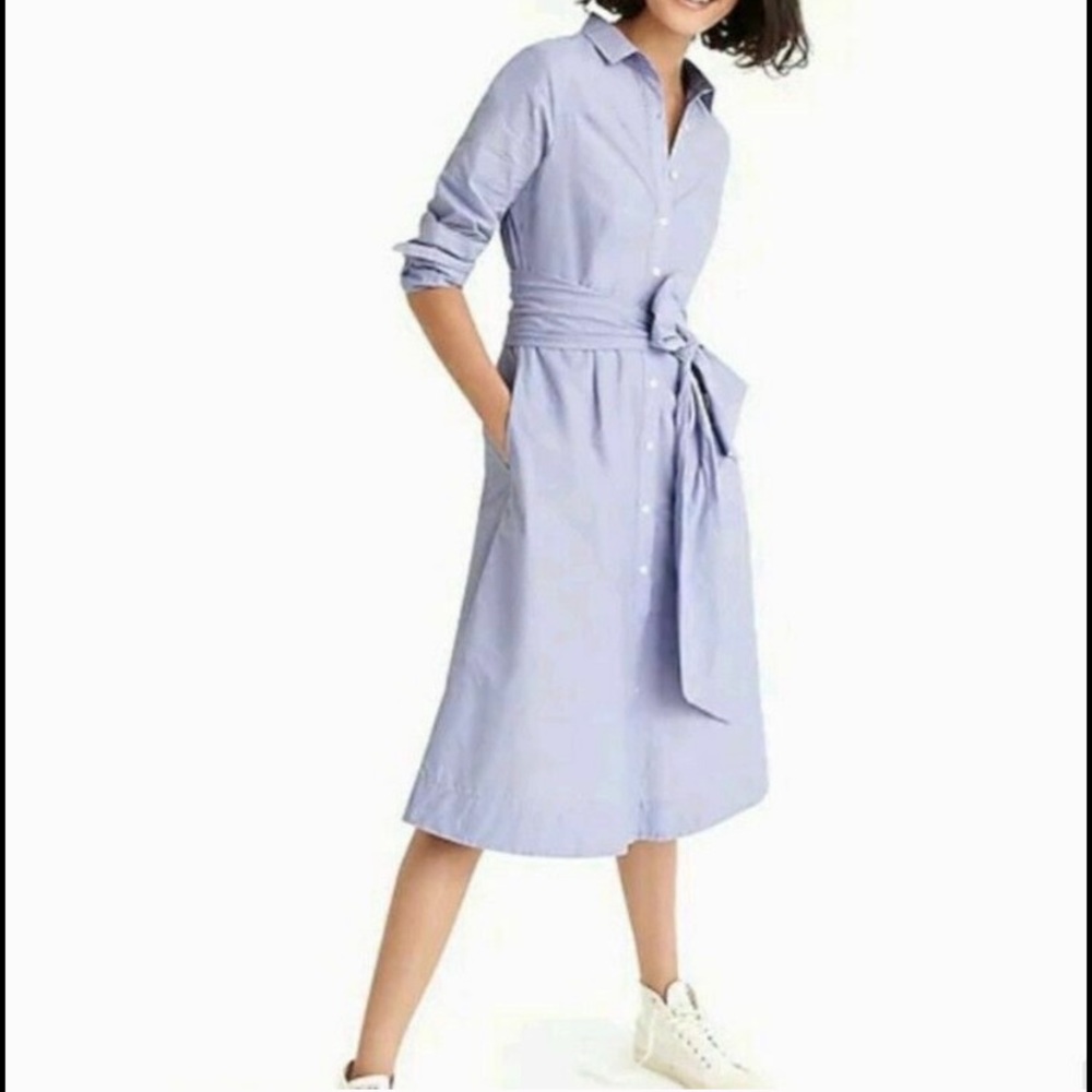 NWT J. Crew Periwinkle Tie-Waist Shirtdress Size 0